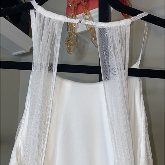 Sleeveless Shirred Tulle Midi Dress Ivory Adrianna Papell - Picture 10 of 10